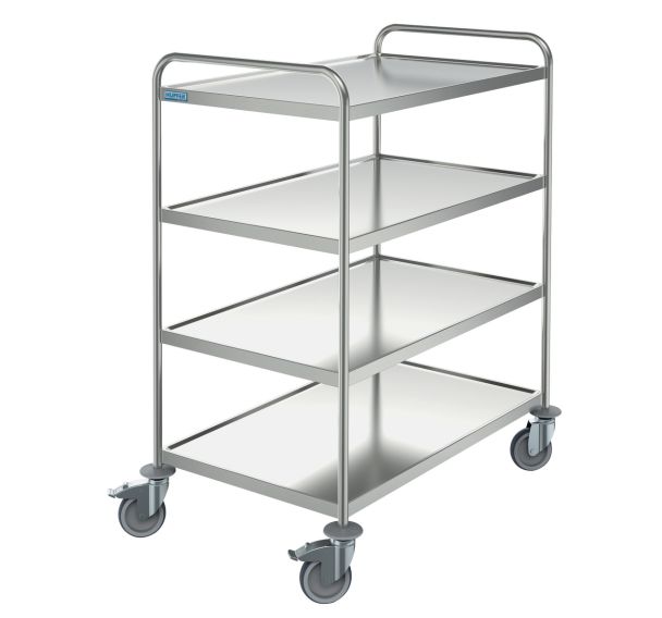 Chariot de service en inox 18/10 - 4 plateaux - Capacité 150 kg à 200 kg
