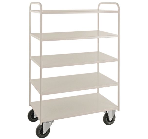 Chariot de transport avec 5 tablettes soudées 2 roues pivotantes