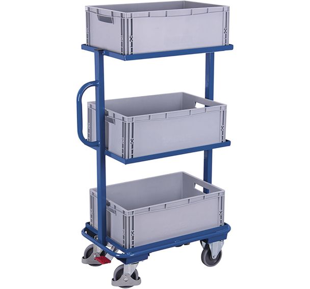 Chariot desserte avec 3 bacs plastiques