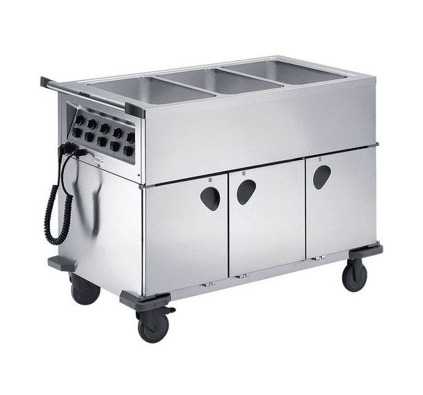 Chariot distribution de repas chauffés fermés 3 cuve SAG 3