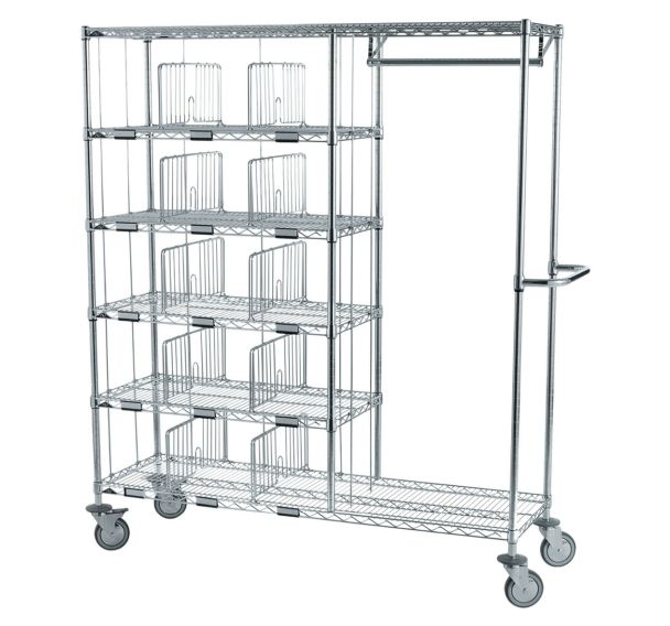 Chariot distribution du linge individuel 10 casiers + penderie 300mm
