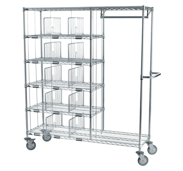Chariot distribution du linge individuel 20 casiers + penderie 300mm