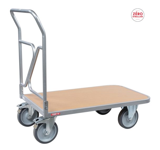 Chariot dossier rabattable plateau bois Capacité 400 kg - Gris