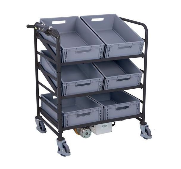 Chariot élec B-Well 6 bacs norme EU 825x610mm 200kg
