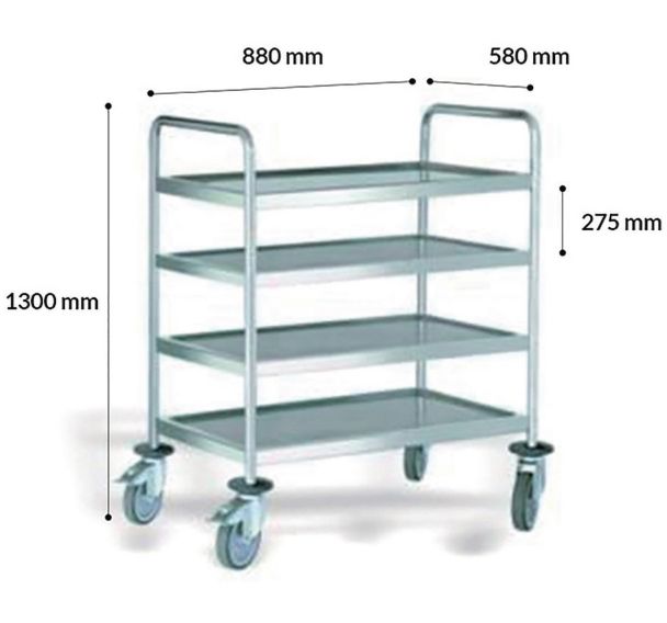 Chariot en acier inoxydable 4 plateaux - Lobrot-Multiroir
