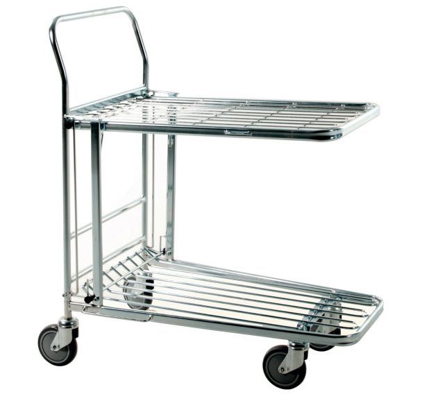 Chariot en fil d'acier 2 tablettes L86 x l53x H101 cm- Force 300 kg