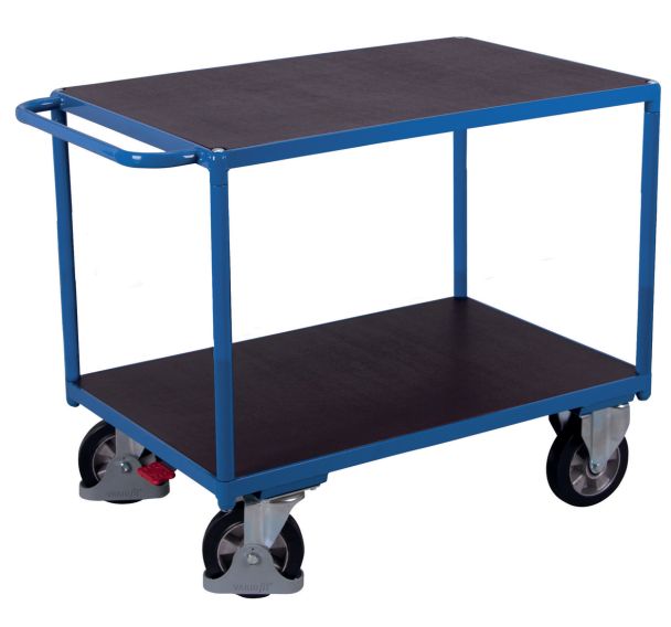 Chariot ergonomique 2 plateaux antidérapants - Capacité 1000 Kg