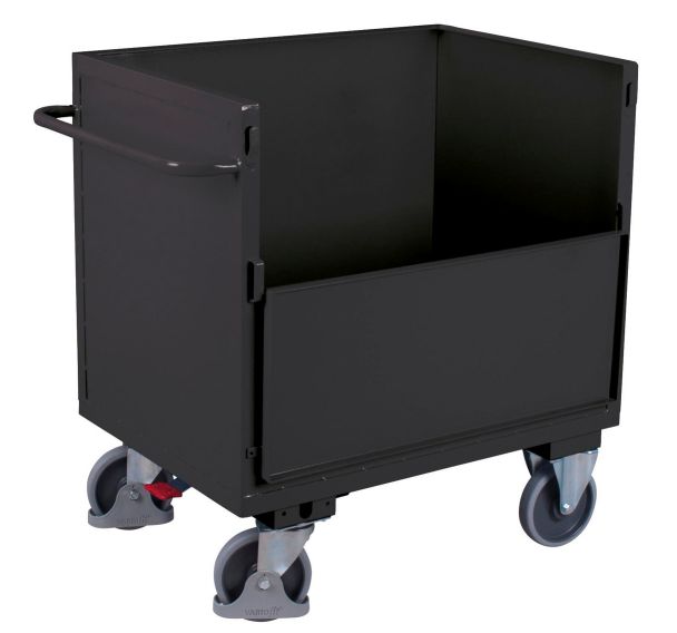 Chariot ergonomique acier sans couvercle - 1 paroi 1/2 rabattable -500Kg