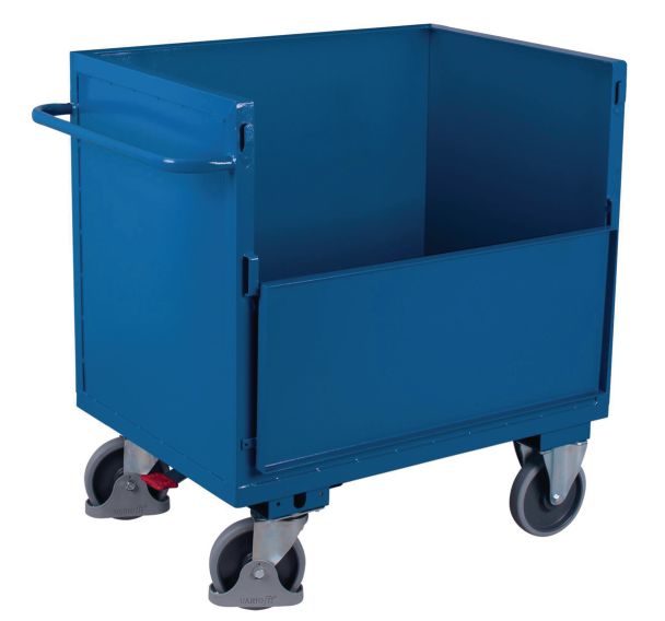 Chariot ergonomique acier sans couvercle - 1 paroi 1/2 rabattable -500Kg
