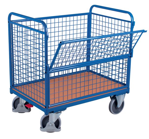 Chariot ergonomique parois grillagées panneau 1/2 rabattable - Capacité 500 kg