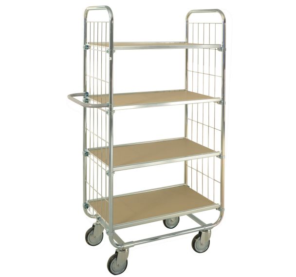Chariot fil d'acier plateaux métal ESD - 4 plateaux - Force 250 kg