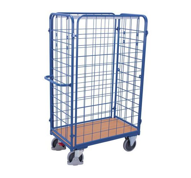 Chariot grillagé haut pour colis avec 4 parois