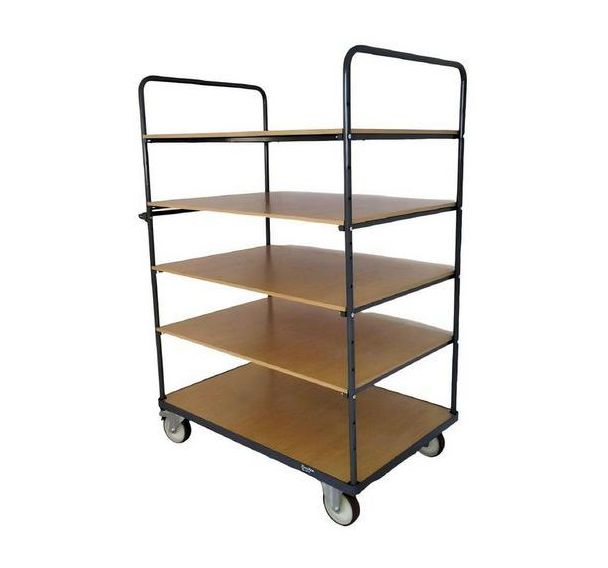 Chariot haut 5 plateaux bois - Force 400 à 500 kg - Manutan Expert