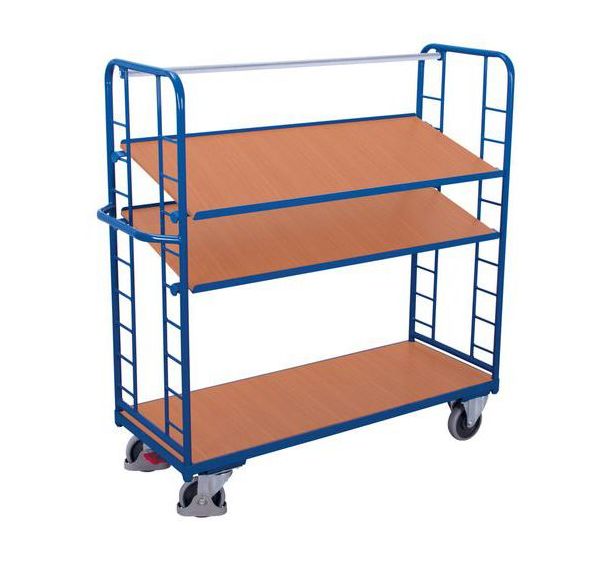 Chariot haut ergonomique 3 plateaux bois - Capacité 500 Kg