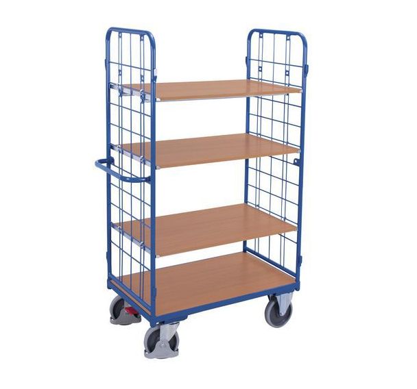 Chariot haut ergonomique 4 plateaux bois - Capacité 500 Kg