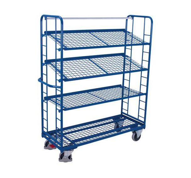 Chariot haut ergonomique 4 plateaux grillagés - Capacités 250 et 400 kg