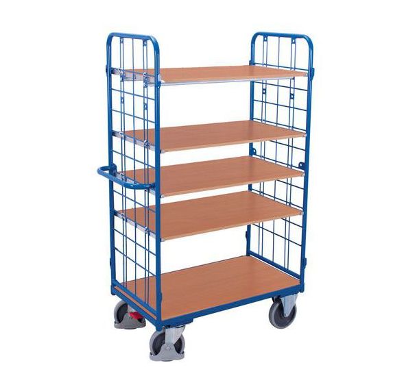 Chariot haut ergonomique 5 plateaux bois - Capacité 500 Kg