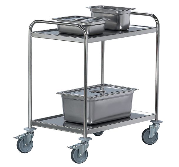 Chariot inox - 2 plateaux - Force 120 kg