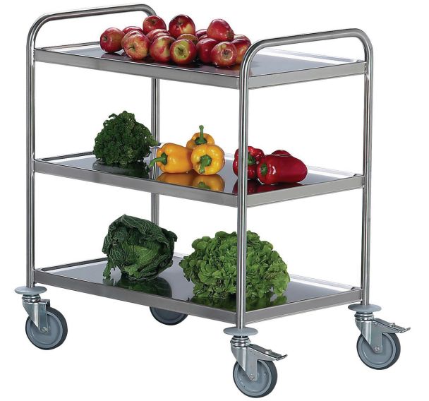 Chariot inox - 3 plateaux - Force 130 kg