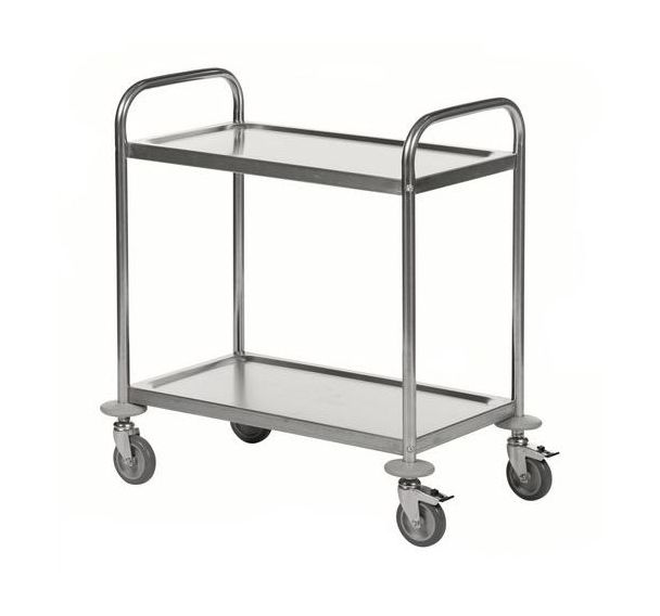 Chariot inox classe C2 18/0 2 tablettes 710x400x805mm capacité 100Kg