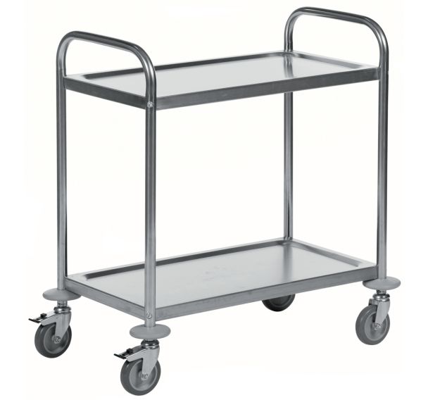 Chariot inox classe C2 18/0 2 tablettes 710x400x805mm capacité 100Kg