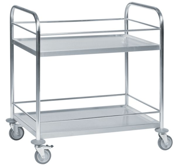 Chariot inox classe C2 18 /0 2 tablettes 910x590x940mm capacité 100Kg