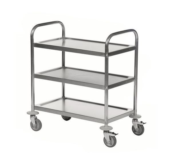 Chariot inox classe C2 18/0 3 tablettes 710x400x805mm capacité 100Kg