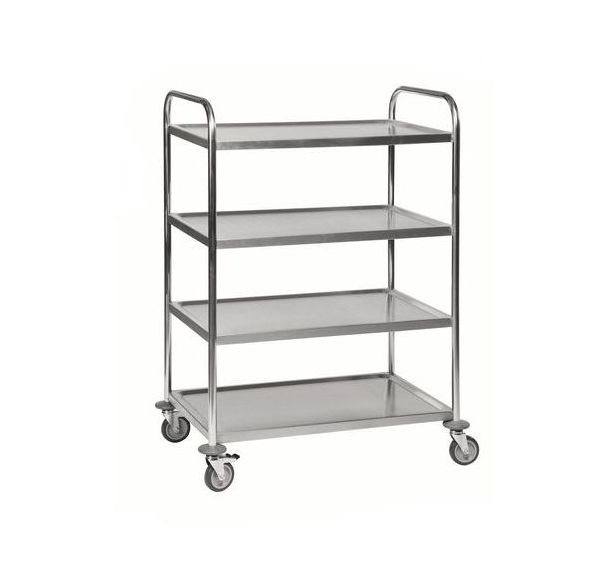 Chariot inox classe C2 18/0 4 tablettes 910x590x1260mm capacité 100Kg