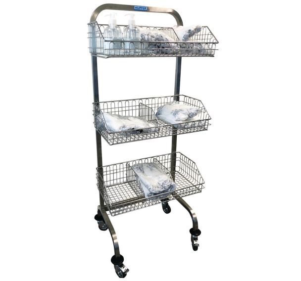Chariot médical inox avec paniers - Avec séparateur