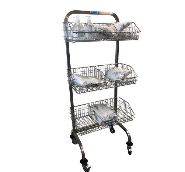 Chariot médical inox avec paniers - Sans séparateur