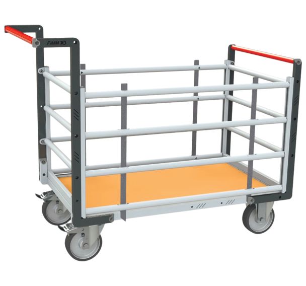 Chariot modulaire tube 2 dossiers et 2 ridelles