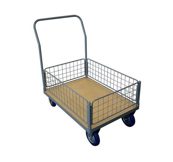 Chariot plateaux à 4 cotés bas grillagés - Capacité 250 à 500 kg