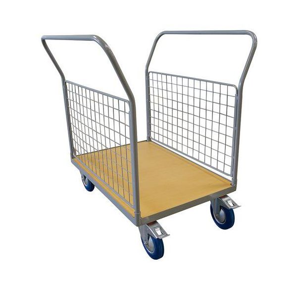 Chariot plateaux bois - 2 ridelles grillagées - Capacité 250 à 500 kg