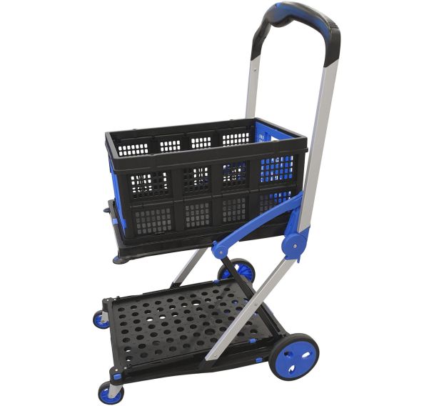 Chariot pliable porte bac avec bac pliant