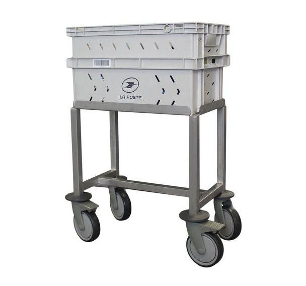 Chariot porte-bac postal 500x300x300 mm gris - Outil Océan
