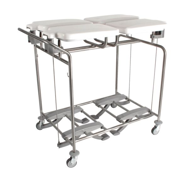 Chariot porte-sacs HYGICAR III 4 sacs en carré couvercles pédales