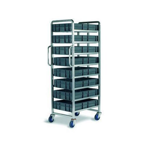 Chariot pour bacs Euro, 8 plateaux, capacité de 250 kg