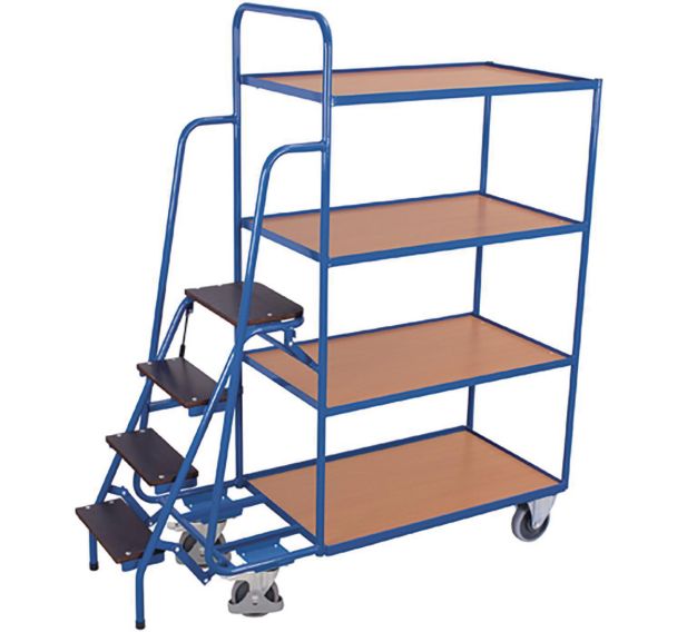 Chariot préparateur de commandes avec 4 plateaux, fort