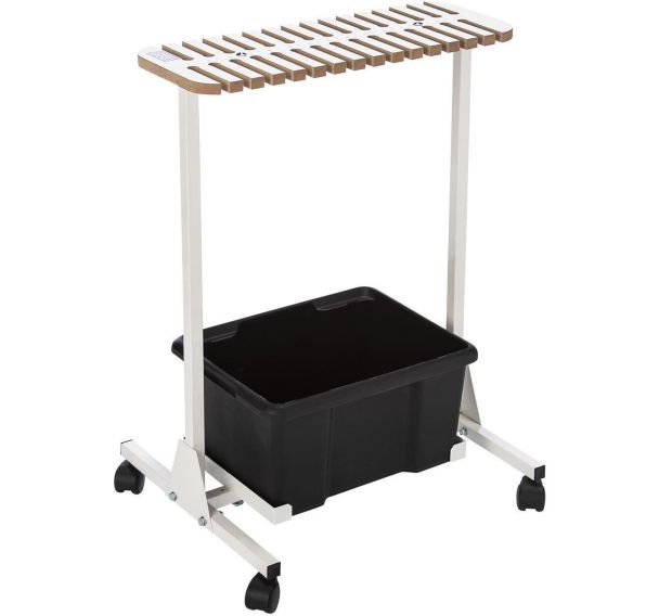 Chariot range raquettes de badminton et de tennis de table avec bac