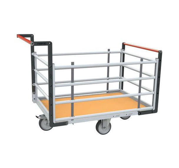 Chariot tube roues losanges 2 dossiers + 2 ridelles - Bois