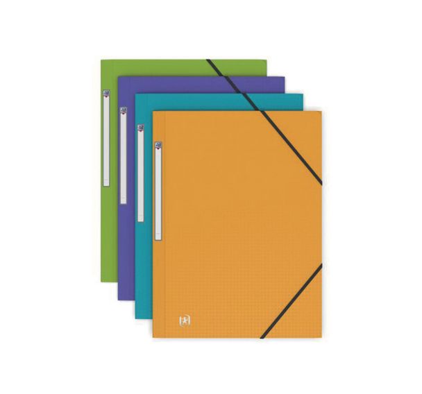 Chemise 3 Rabats Memphis A4 avec Elastique Couverture Polypro Coloris Assortis