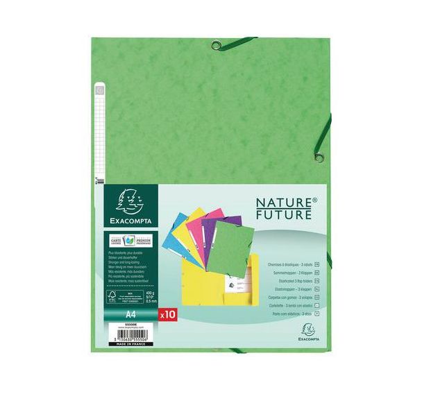 Chemise 3 rabats à élastiques carte lustrée 400g/m2 ® A4