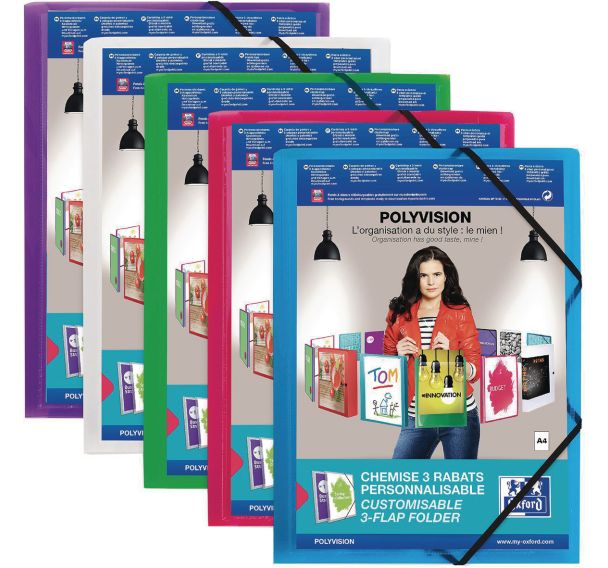 Chemise Elastique Oxford Polyvision A4 Polypro - Assorti