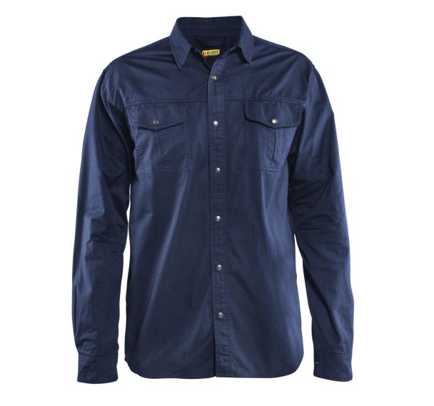 Chemise Twill marine avec boutons-pression