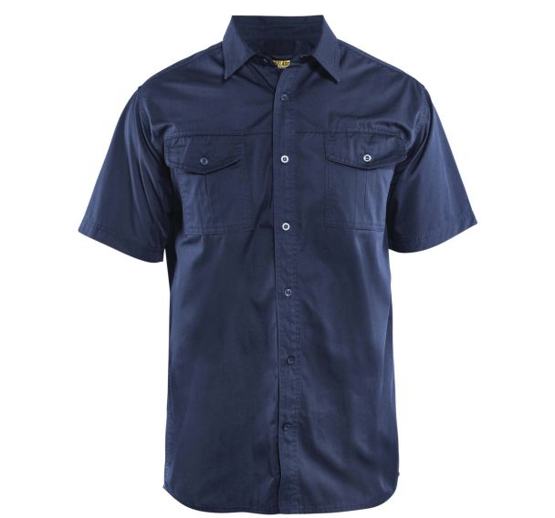 Chemise Twill marine avec boutons en plastique
