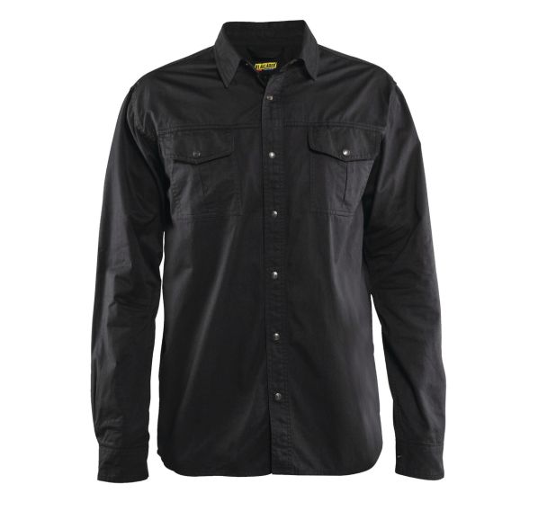 Chemise Twill noire avec boutons-pression