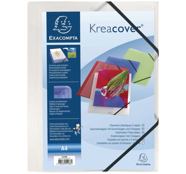 Chemise à élastiques 3 rabats Kreacover® - A4 transparent - Exacompta