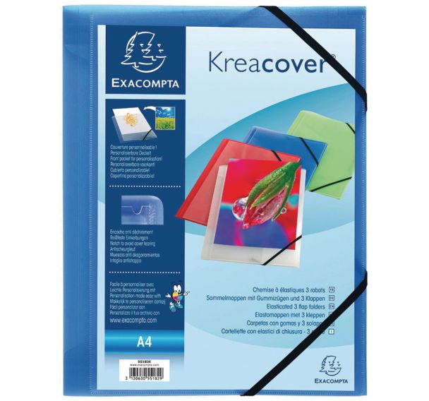 Chemise à élastiques 3 rabats PP opaque krea cover A4