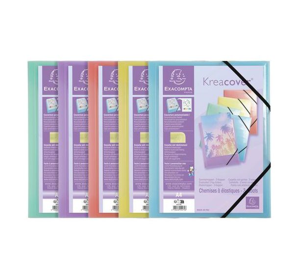 Chemises à élastiques en polypropylène pastel x25 assortis - Exacompta