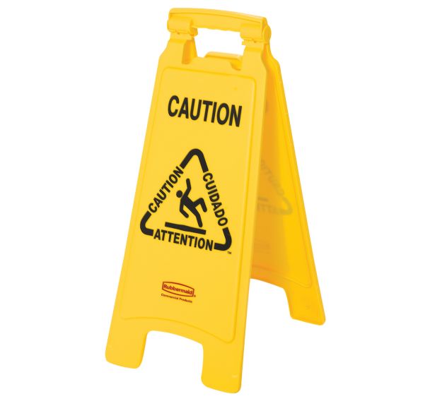 Chevalet de signalisation en polypropylène jaune sol glissant multilingue 2 côtés